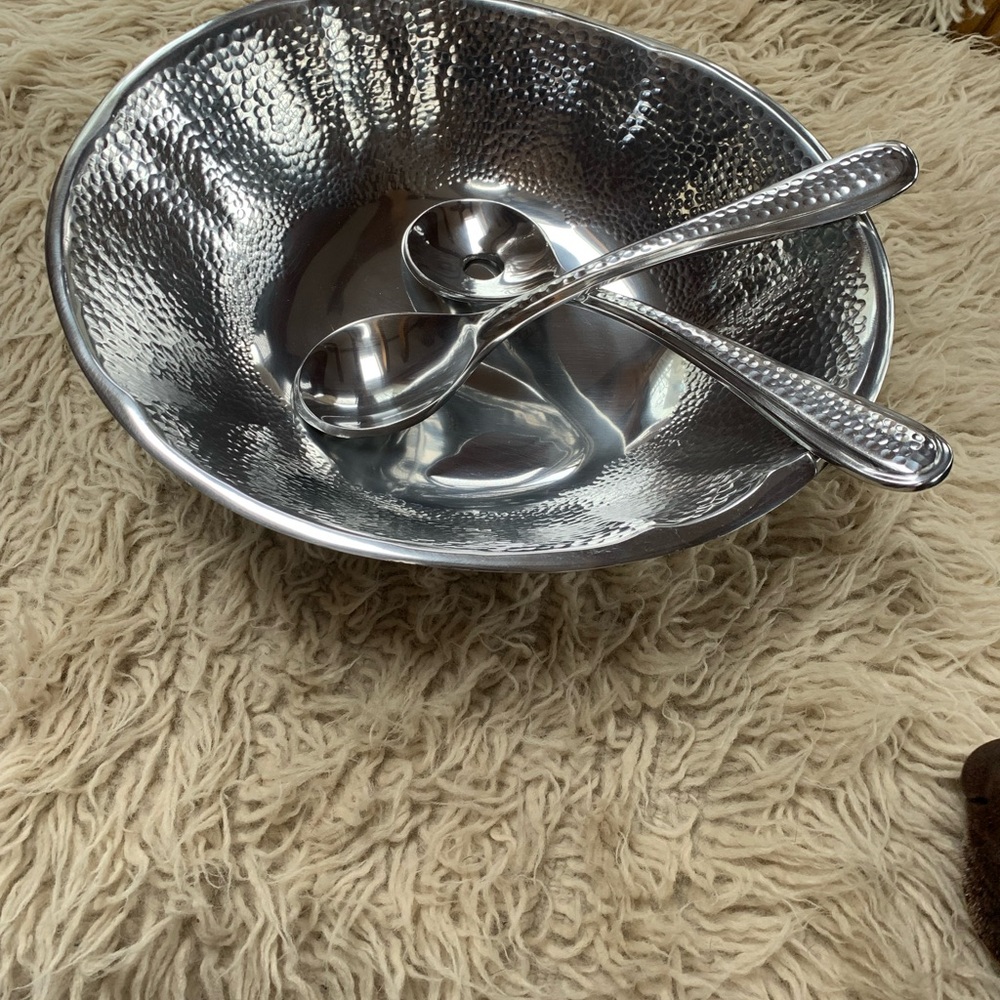 Lenox Silver Serveware Set with Hammered Aluminum Texture.  New in the box.